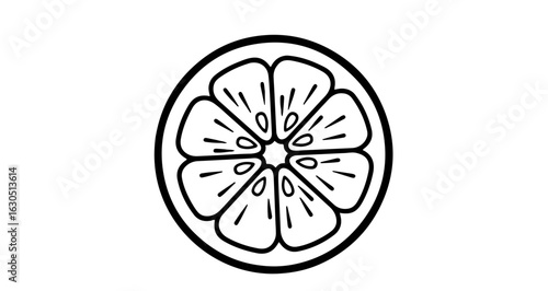 Illustration of a sliced citrus fruit drawing for healthy eating and vitamin c benefits outline vector image