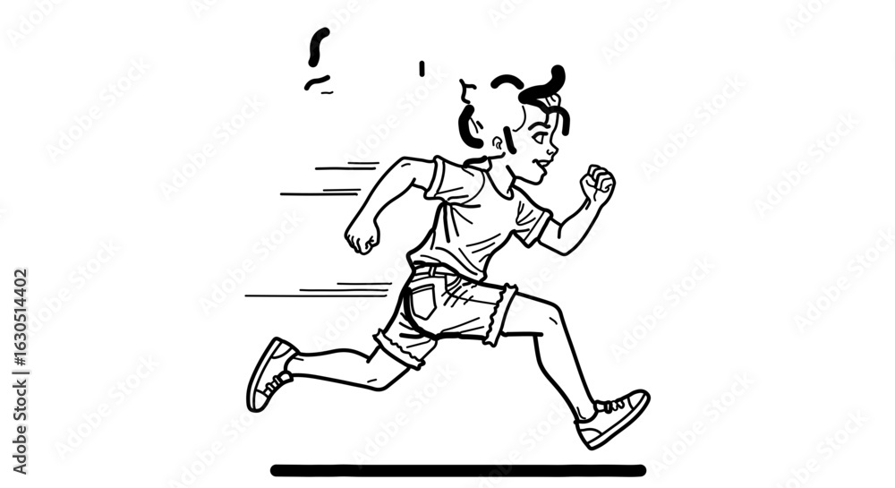 Obraz premium Illustration of a running boy in shorts t shirt and sneakers for fitness and sports activities design