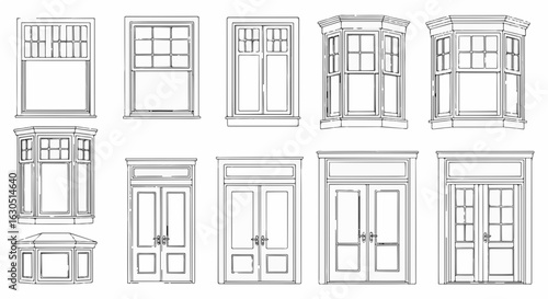 Architectural window and door styles design collection for home improvement renovation and construction projects