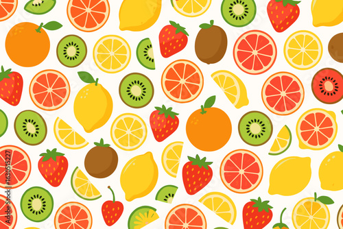 Vibrant assortment of various fruits arranged on a light background showcasing freshness and color