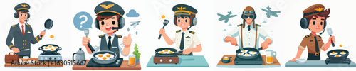 pilot character vector frying eggs