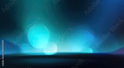 Abstract vibrant teal and blue bokeh display