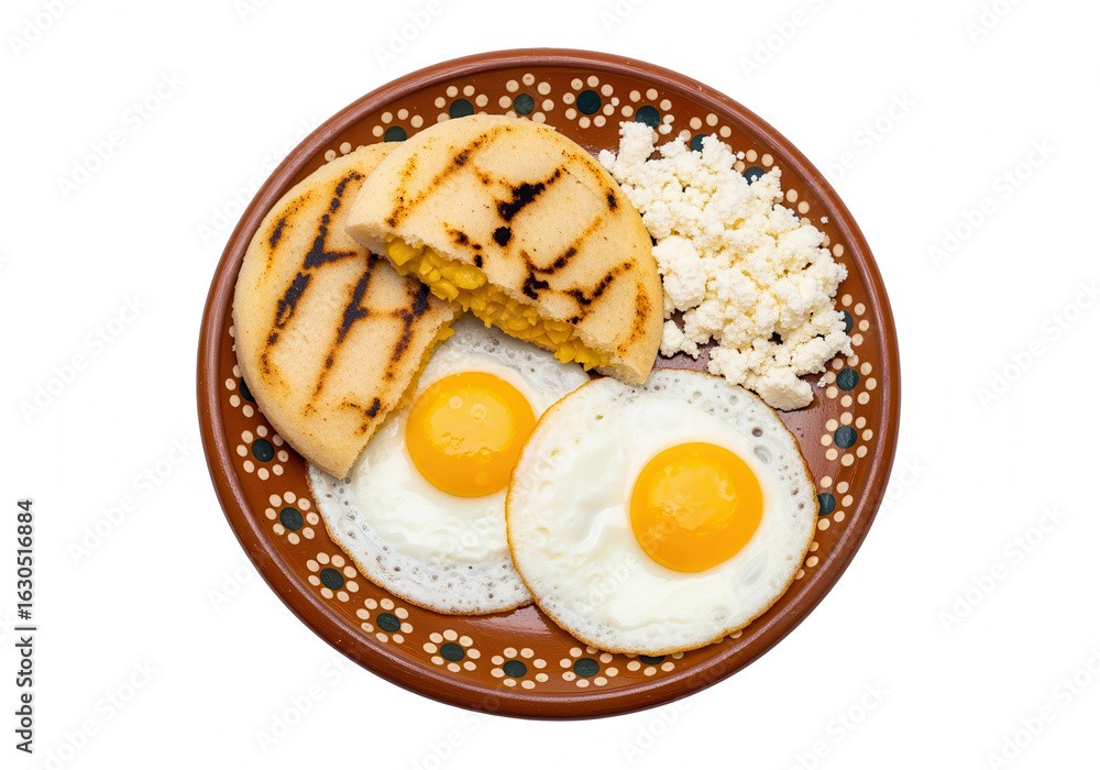 Venezuelan Breakfast: Arepas, Eggs, and Cheese Venezuelan Breakfast: Arepas, Eggs, and Cheese