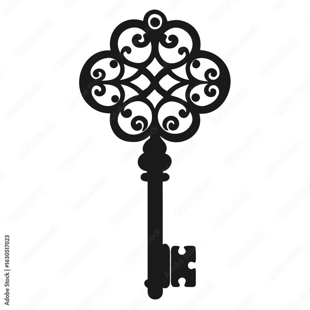 Obraz premium Ornate Antique Key Line Art Vector