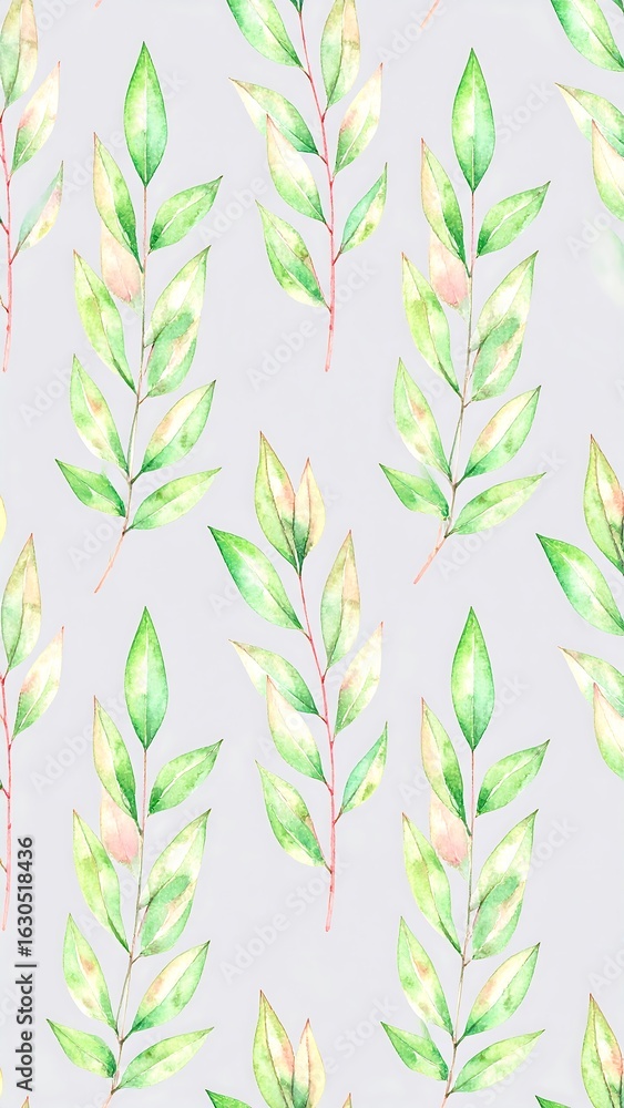 Fototapeta premium Delicate watercolor leaf pattern (1)