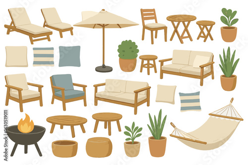 Outdoor furniture collection ideal for creating a cozy patio or garden lounge space
