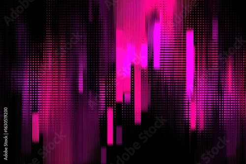Abstract digital art with vibrant magenta and black lines and textures