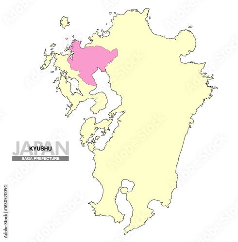 日本地図 九州 佐賀県 県境無し 02