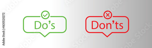 do and don't icon isolated on white background. Thumb up and thumb down button collection