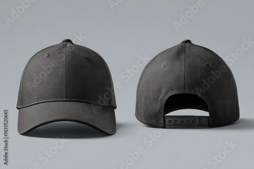 Front and back view of a dark gray baseball cap (1)