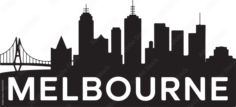 Fototapeta premium Melbourne City Skyline Silhouette