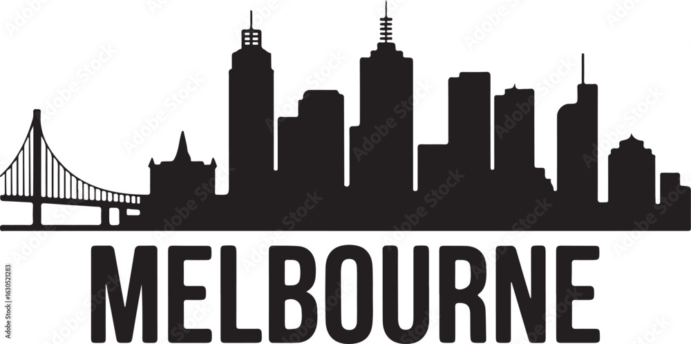 Fototapeta premium Melbourne City Skyline Silhouette