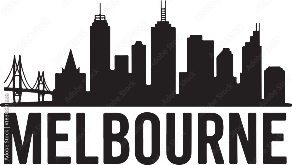 Obraz premium Melbourne City Skyline Silhouette