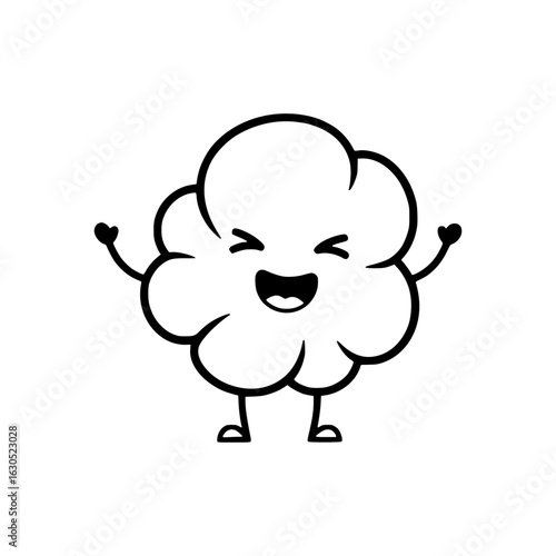 Happy popcorn mascot logo in outline style