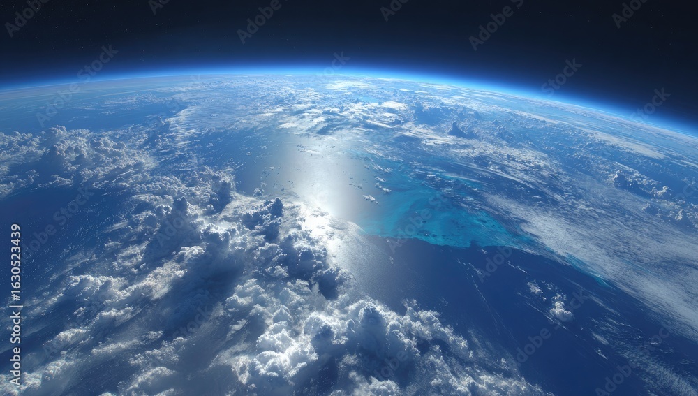 Fototapeta premium Earth from space, dramatic clouds, ocean, atmosphere