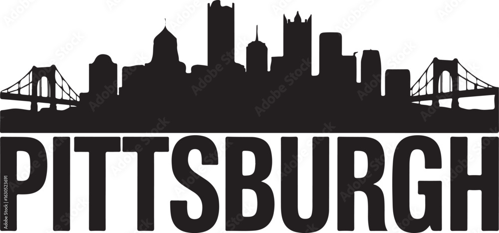 Fototapeta premium Pittsburgh City Skyline Silhouette