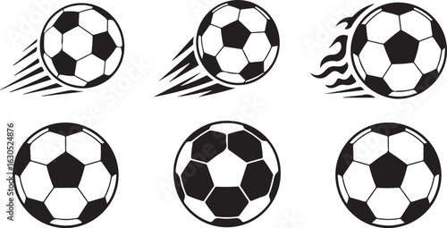 Dynamic Soccer Ball Vector Set Sport Icon Collection Football Game Elements