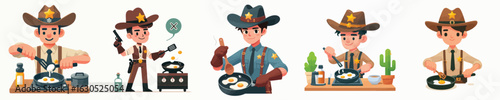 sheriff character vector frying eggs