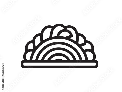 Vibrant Mexican rice plate icon in 2D vector