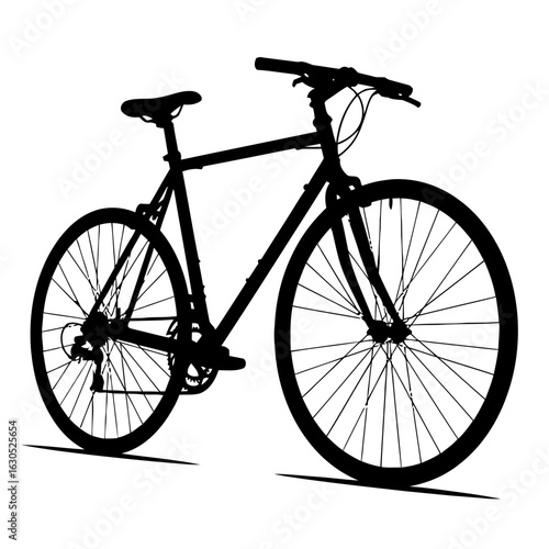 Silhouette of a bicycle with thin tires and a classic frame design style