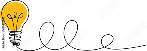 Creative Light Bulb Idea Continuous Line Drawing Innovation Concept