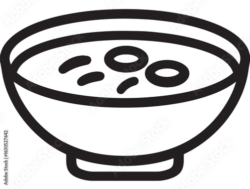 Hot Japanese miso soup icon in modern vector art