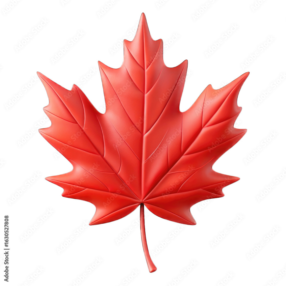 Naklejka premium 3d red maple leaf isolated on transparent background