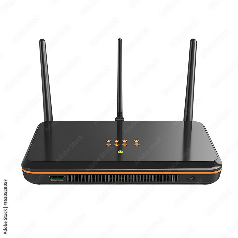 Fototapeta premium Wireless router with dual antennas and LED indica
