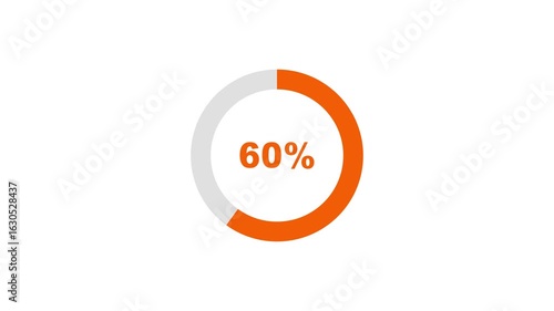 Pie chart animated video with 60 percent element white background . Statistics Business and finance theme Visual Data Representation for Finance, Sales, Statistics, Diagram. Motion Graphics Vedio.