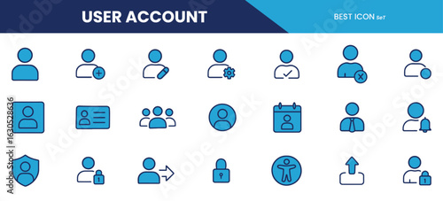 User Account Line Icons Pack – Unique Outline Icons for Profiles, Login, Privacy, Settings, Admin Controls & More