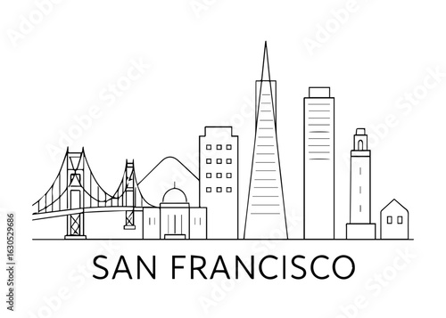 San Francisco city skyline vector on white background
Vector line city skyline