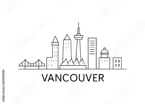 Vancouver city skyline vector on white background
Vector line city skyline