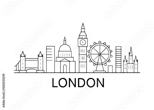 London city skyline vector on white background
Vector line city skyline