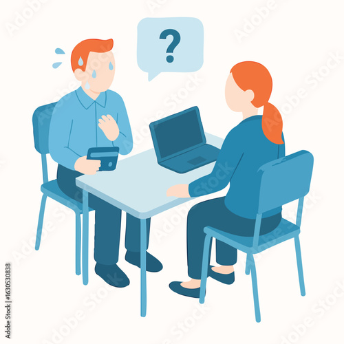 Flat Illustration of Consultation Subject with Man Asking Question to Woman