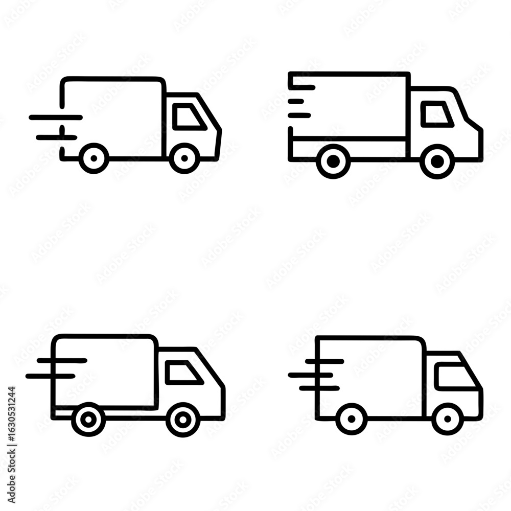 Delivery Truck in Transit Icon – Shipping and Transportation Symbol Delivery Truck in Transit Icon – Shipping and Transportation Symbol