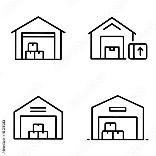 Warehouse with Loading Bay Icon – Storage and Logistics Facility Symbol