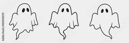 Ghost Silhouette Vector Design Isolated On White Background Halloween