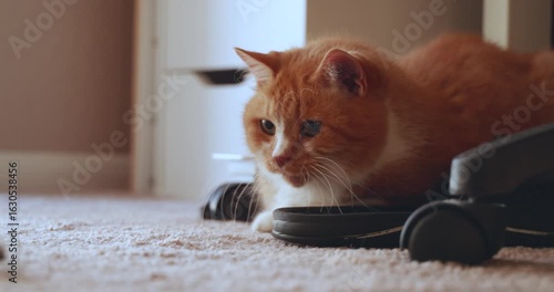 Red cat and cicada in the apartment