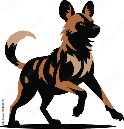 African wild dog silhouette vector illustration art