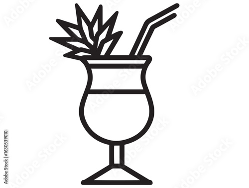 Exotic beach cocktail pina colada icon vector style