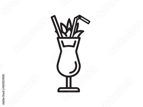 Tropical pina colada cocktail icon with minimal design