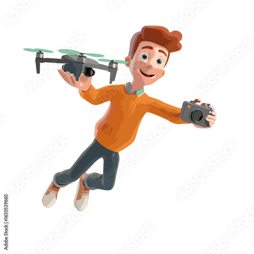 A man with a drone and camera.