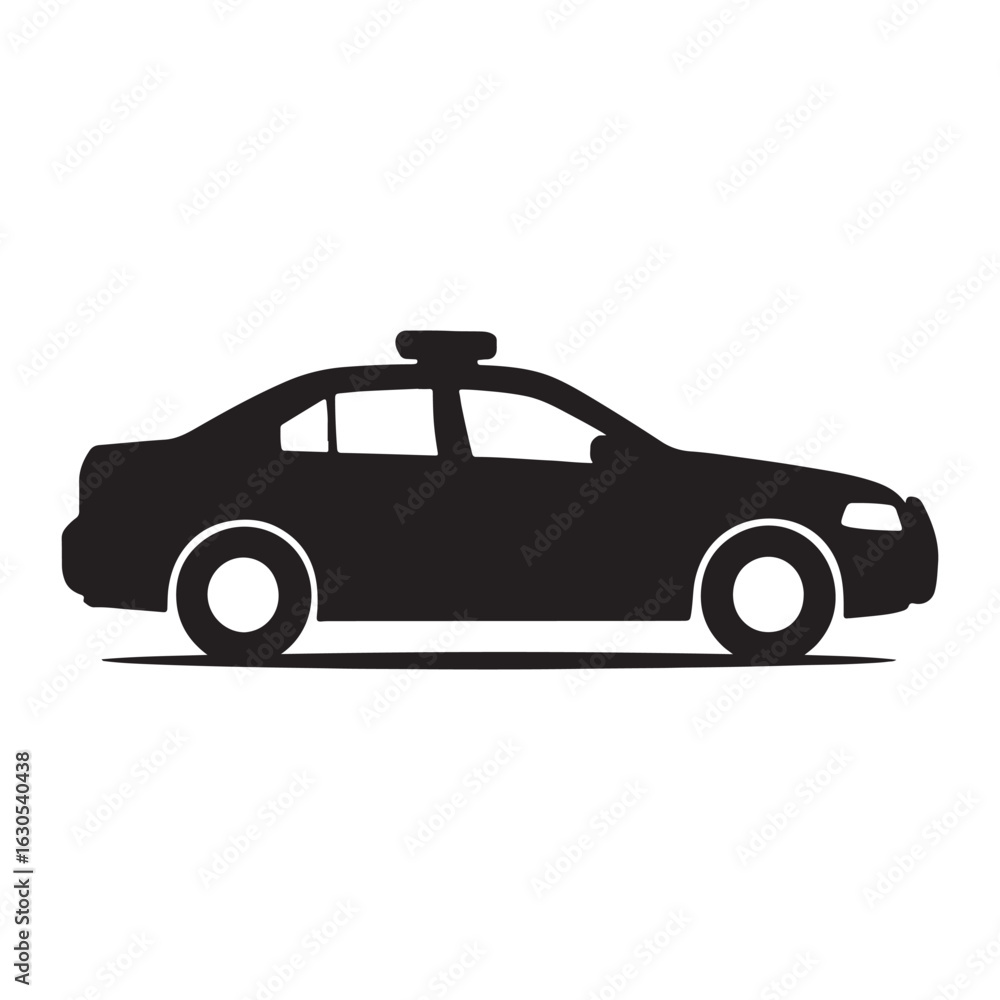 Fototapeta premium Silhouette of a police car with light bar