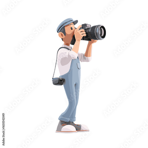 A photographer captures a moment, his camera focused.