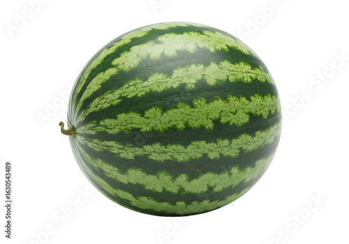 Fresh Ripe Watermelon with Green Striped Skin.