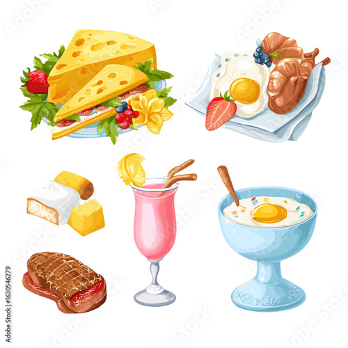 Delicious food arrangement and arrangement in bright and appetizing display.
