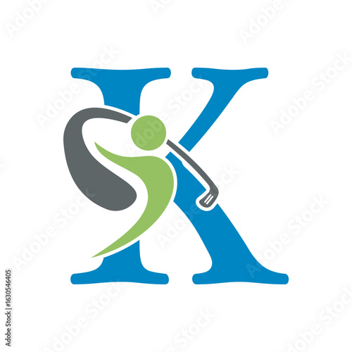Initial Letter K Golf Logo Design Concept For Hockey Club Symbol