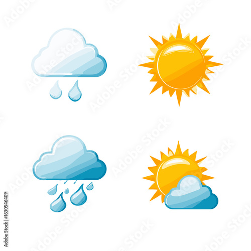 Weather Icon Set representing diverse weather conditions.
