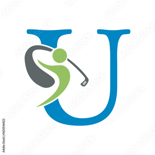 Initial Letter U Golf Logo Design Concept For Hockey Club Symbol