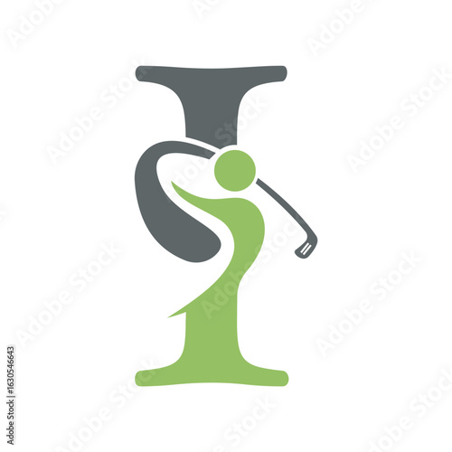 Initial Letter I Golf Logo Design Concept For Hockey Club Symbol